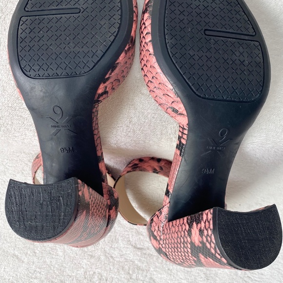 NINE WEST Ankle Strap Shoes 9.5M Alisa Pointed Toe Snakeskin Pumps - Picture 7 of 8